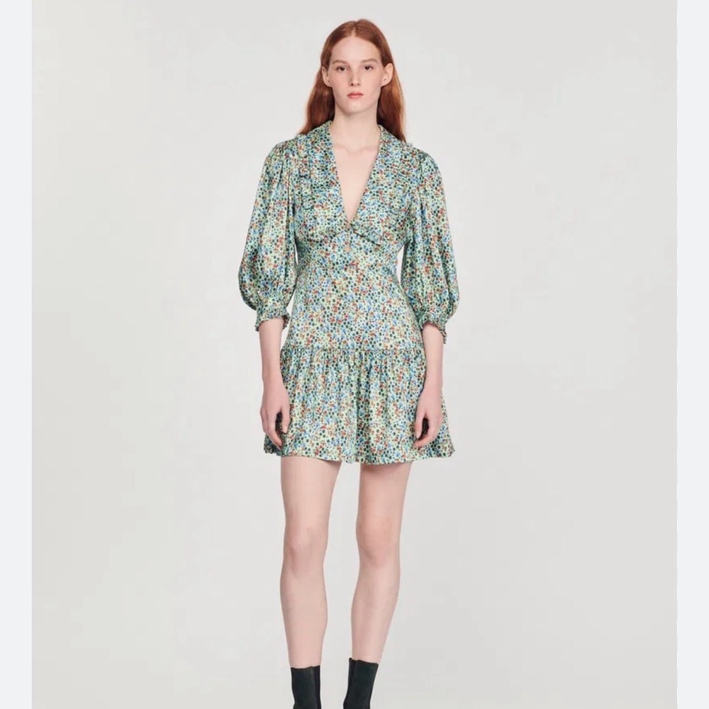 SANDRO
Floral-print silk-twill mini dress